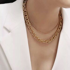 OS002 *NEW 18K GOLD PLATED DOUBLE CHAIN NECKLACE